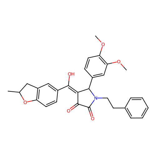 5-(3,4-dimethoxyphenyl)-3-hydroxy-4-(2-methyl-2,3-dihydro-1-benzofuran-5-carbonyl)-1-(2-phenylethyl)-2,5-dihydro-1H-pyrrol-2-one structure