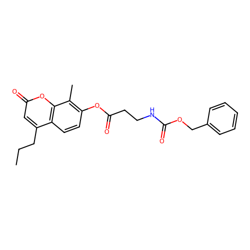 8-methyl-2-oxo-4-propyl-2H-chromen-7-yl N-[(benzyloxy)carbonyl]-beta-alaninate structure