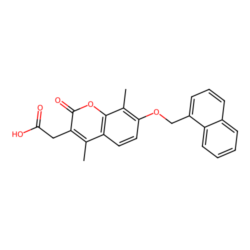 2-[4,8-Dimethyl-7-(naphthalen-1-ylmethoxy)-2-oxochromen-3-yl]acetic acid structure