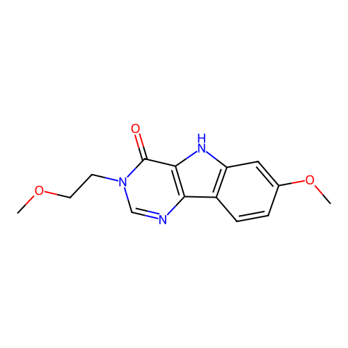 7-methoxy-3-(2-methoxyethyl)-3H-pyrimido[5,4-b]indol-4(5H)-one structure