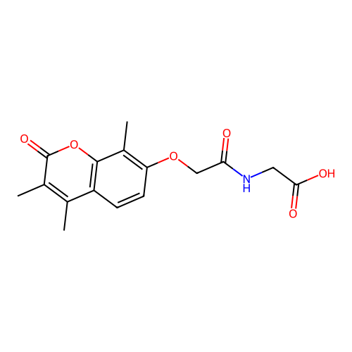 N-{[(3,4,8-trimethyl-2-oxo-2H-chromen-7-yl)oxy]acetyl}glycine structure