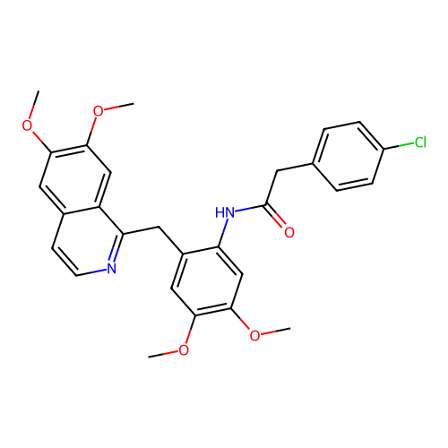 2-(4-CHLOROPHENYL)-N-{2-[(6,7-DIMETHOXYISOQUINOLIN-1-YL)METHYL]-4,5-DIMETHOXYPHENYL}ACETAMIDE structure