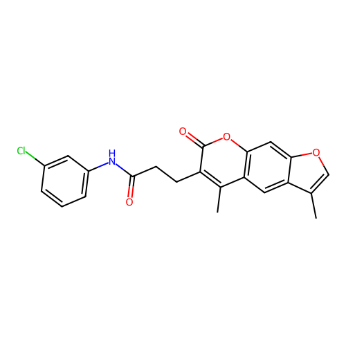 N-(3-chlorophenyl)-3-(3,5-dimethyl-7-oxo-7H-furo[3,2-g]chromen-6-yl)propanamide structure