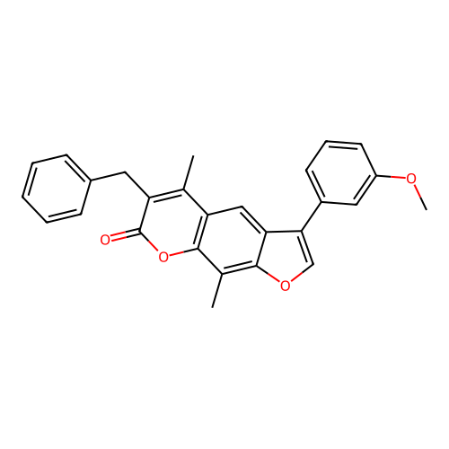 6-benzyl-3-(3-methoxyphenyl)-5,9-dimethyl-7H-furo[3,2-g]chromen-7-one structure
