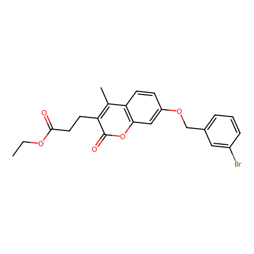 ethyl 3-{7-[(3-bromobenzyl)oxy]-4-methyl-2-oxo-2H-chromen-3-yl}propanoate structure