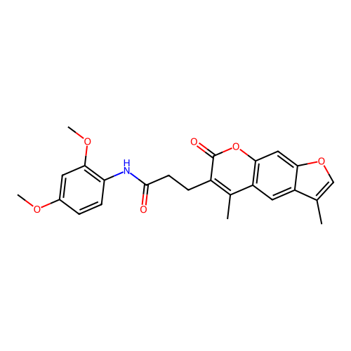 N-(2,4-dimethoxyphenyl)-3-(3,5-dimethyl-7-oxo-7H-furo[3,2-g]chromen-6-yl)propanamide structure