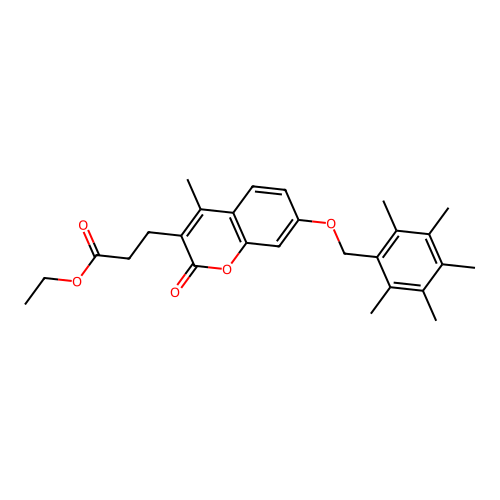 ethyl 3-{4-methyl-2-oxo-7-[(pentamethylbenzyl)oxy]-2H-chromen-3-yl}propanoate structure