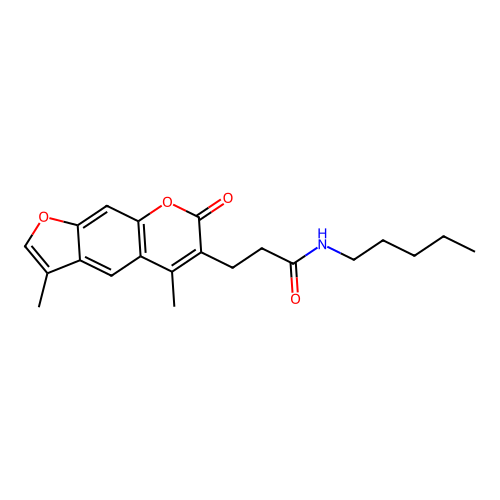 3-(3,5-dimethyl-7-oxo-7H-furo[3,2-g]chromen-6-yl)-N-pentylpropanamide structure