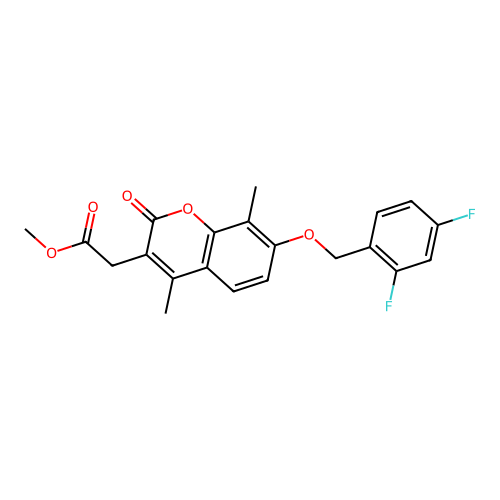 methyl {7-[(2,4-difluorobenzyl)oxy]-4,8-dimethyl-2-oxo-2H-chromen-3-yl}acetate structure