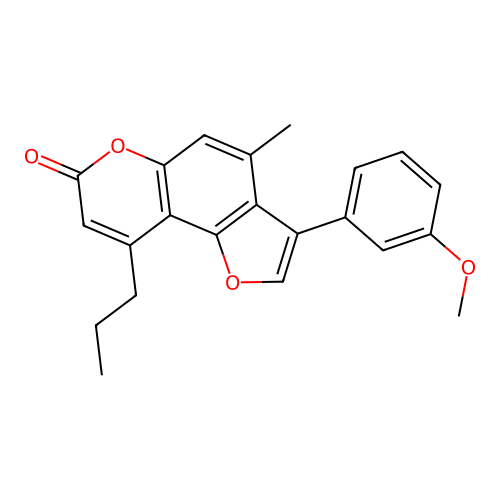 3-(3-methoxyphenyl)-4-methyl-9-propyl-7H-furo[2,3-f]chromen-7-one structure