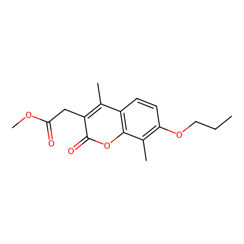 methyl (4,8-dimethyl-2-oxo-7-propoxy-2H-chromen-3-yl)acetate structure
