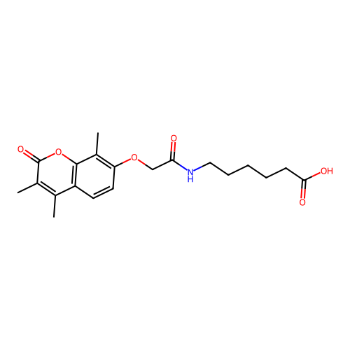 6-({[(3,4,8-trimethyl-2-oxo-2H-chromen-7-yl)oxy]acetyl}amino)hexanoic acid structure