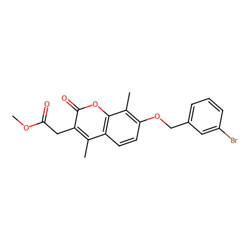 methyl {7-[(3-bromobenzyl)oxy]-4,8-dimethyl-2-oxo-2H-chromen-3-yl}acetate structure