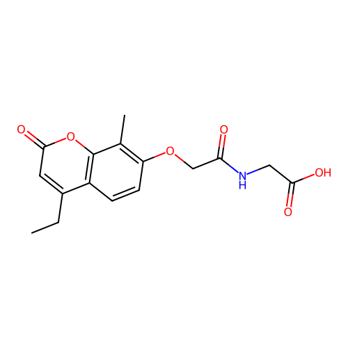 N-{[(4-ethyl-8-methyl-2-oxo-2H-chromen-7-yl)oxy]acetyl}glycine structure