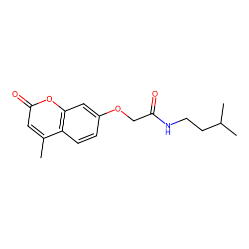 N-isopentyl-2-((4-methyl-2-oxo-2H-chromen-7-yl)oxy)acetamide structure