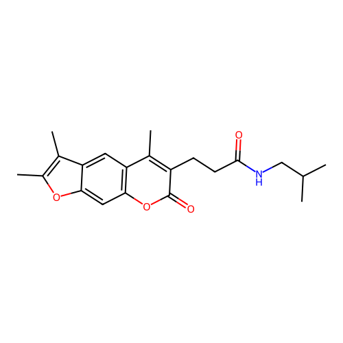 N-isobutyl-3-(2,3,5-trimethyl-7-oxo-7H-furo[3,2-g]chromen-6-yl)propanamide structure