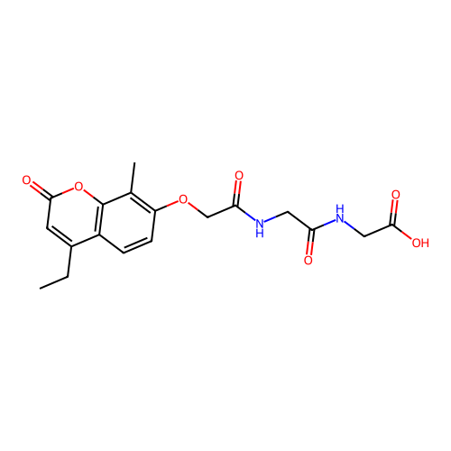 N-{[(4-ethyl-8-methyl-2-oxo-2H-chromen-7-yl)oxy]acetyl}glycylglycine structure