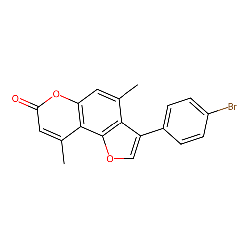 3-(4-bromophenyl)-4,9-dimethyl-7H-furo[2,3-f]chromen-7-one structure