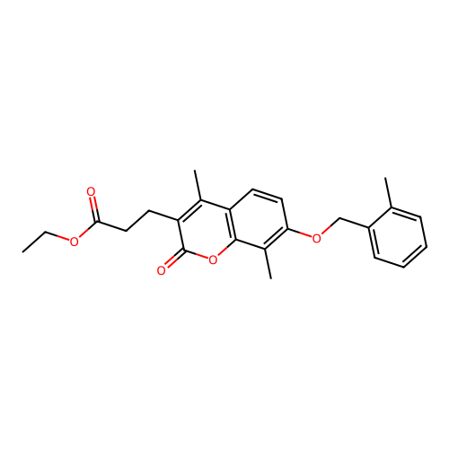 ethyl 3-{4,8-dimethyl-7-[(2-methylbenzyl)oxy]-2-oxo-2H-chromen-3-yl}propanoate structure