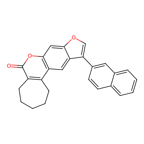 11-(naphthalen-2-yl)-2,3,4,5-tetrahydrocyclohepta[c]furo[3,2-g]chromen-6(1H)-one structure