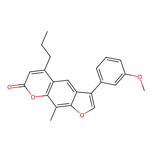 3-(3-methoxyphenyl)-9-methyl-5-propyl-7H-furo[3,2-g]chromen-7-one structure