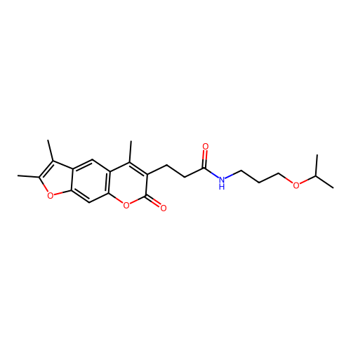 N-(3-isopropoxypropyl)-3-(2,3,5-trimethyl-7-oxo-7H-furo[3,2-g]chromen-6-yl)propanamide structure