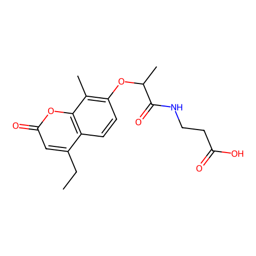 3-(2-((4-ethyl-8-methyl-2-oxo-2H-chromen-7-yl)oxy)propanamido)propanoic acid structure