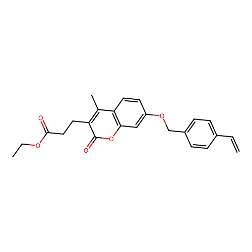 ethyl 3-{4-methyl-2-oxo-7-[(4-vinylbenzyl)oxy]-2H-chromen-3-yl}propanoate structure