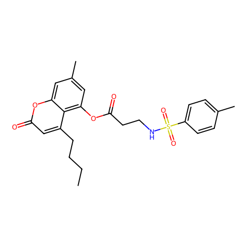 4-butyl-7-methyl-2-oxo-2H-chromen-5-yl 3-(4-methylphenylsulfonamido)propanoate structure
