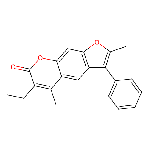 6-ethyl-2,5-dimethyl-3-phenyl-7H-furo[3,2-g]chromen-7-one structure