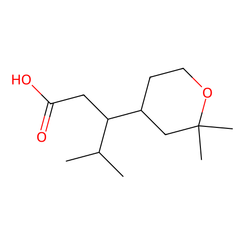 3-(2,2-Dimethyloxan-4-yl)-4-methylpentanoic acid structure