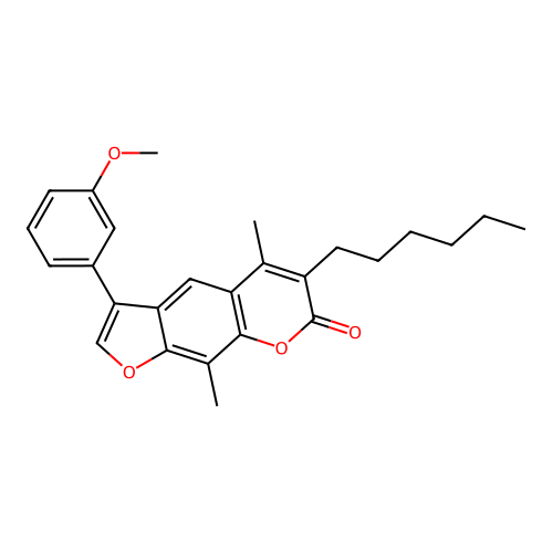 6-hexyl-3-(3-methoxyphenyl)-5,9-dimethyl-7H-furo[3,2-g]chromen-7-one structure