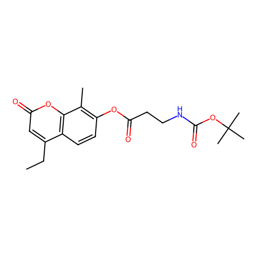 4-ethyl-8-methyl-2-oxo-2H-chromen-7-yl N-(tert-butoxycarbonyl)-beta-alaninate structure