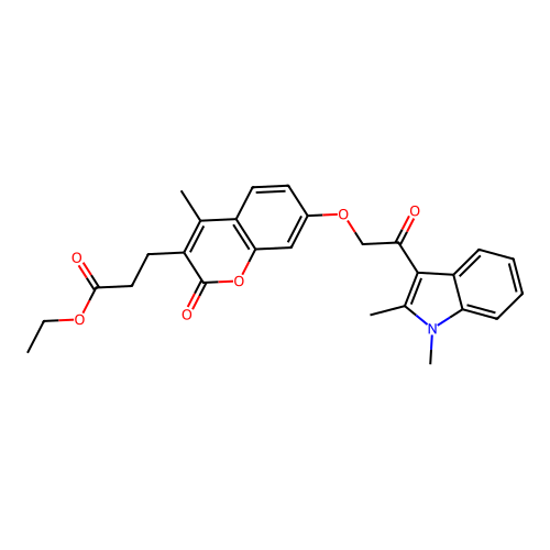ethyl 3-(7-(2-(1,2-dimethyl-1H-indol-3-yl)-2-oxoethoxy)-4-methyl-2-oxo-2H-chromen-3-yl)propanoate structure