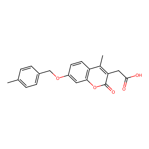 {4-methyl-7-[(4-methylbenzyl)oxy]-2-oxo-2H-chromen-3-yl}acetic acid structure