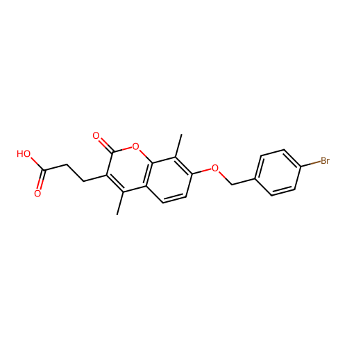 3-{7-[(4-bromobenzyl)oxy]-4,8-dimethyl-2-oxo-2H-chromen-3-yl}propanoic acid structure