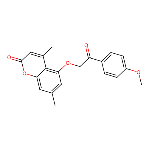 5-(2-(4-methoxyphenyl)-2-oxoethoxy)-4,7-dimethyl-2H-chromen-2-one structure