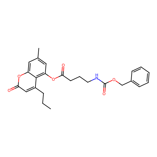 7-methyl-2-oxo-4-propyl-2H-chromen-5-yl 4-(((benzyloxy)carbonyl)amino)butanoate structure