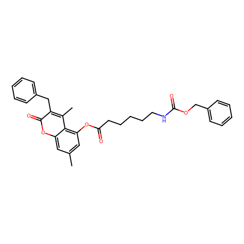 3-benzyl-4,7-dimethyl-2-oxo-2H-chromen-5-yl 6-(((benzyloxy)carbonyl)amino)hexanoate structure