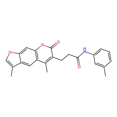 3-(3,5-dimethyl-7-oxo-7H-furo[3,2-g]chromen-6-yl)-N-(m-tolyl)propanamide structure