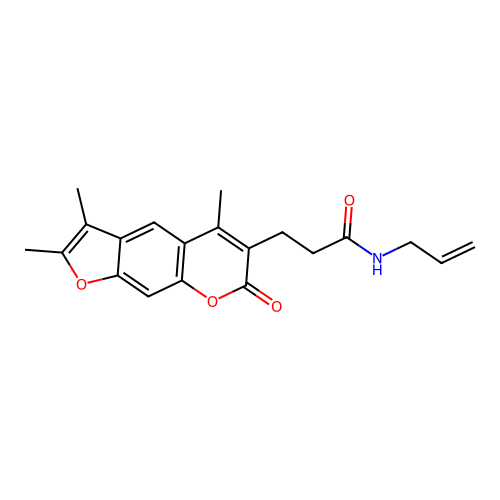 N-allyl-3-(2,3,5-trimethyl-7-oxo-7H-furo[3,2-g]chromen-6-yl)propanamide structure
