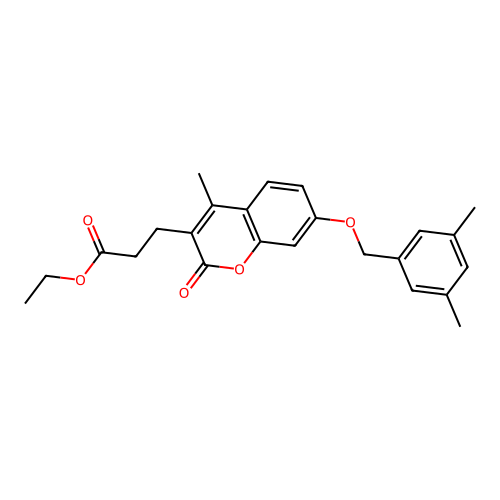 ethyl 3-{7-[(3,5-dimethylbenzyl)oxy]-4-methyl-2-oxo-2H-chromen-3-yl}propanoate structure