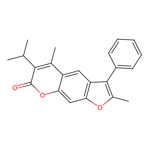 6-isopropyl-2,5-dimethyl-3-phenyl-7H-furo[3,2-g]chromen-7-one structure