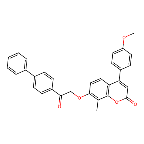 4-(4-methoxyphenyl)-8-methyl-7-[2-oxo-2-(4-phenylphenyl)ethoxy]chromen-2-one structure