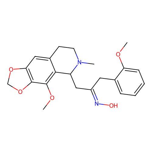 (2E)-N-hydroxy-1-(4-methoxy-6-methyl-5,6,7,8-tetrahydro[1,3]dioxolo[4,5-g]isoquinolin-5-yl)-3-(2-methoxyphenyl)propan-2-imine structure