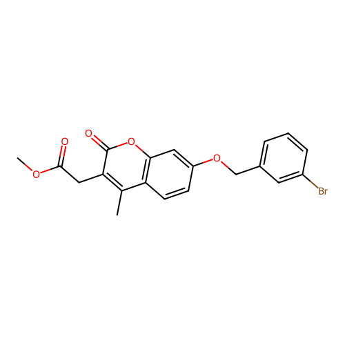 methyl {7-[(3-bromobenzyl)oxy]-4-methyl-2-oxo-2H-chromen-3-yl}acetate structure
