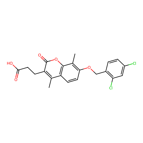 3-{7-[(2,4-dichlorobenzyl)oxy]-4,8-dimethyl-2-oxo-2H-chromen-3-yl}propanoic acid structure
