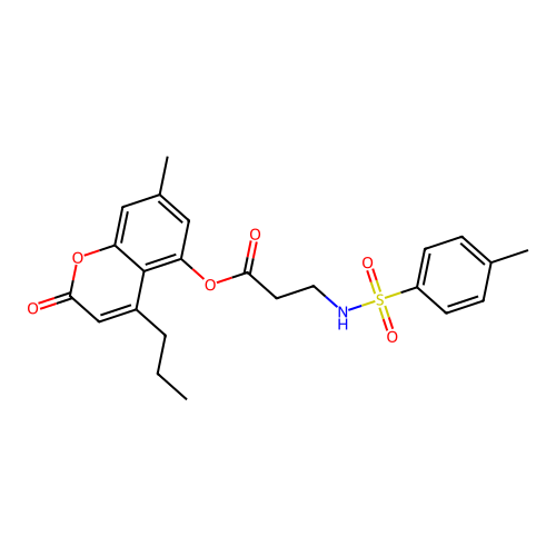 7-methyl-2-oxo-4-propyl-2H-chromen-5-yl 3-(4-methylphenylsulfonamido)propanoate structure