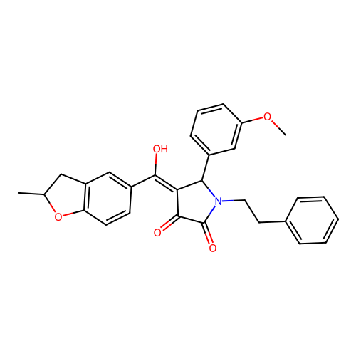 (4E)-4-[hydroxy(2-methyl-2,3-dihydro-1-benzofuran-5-yl)methylidene]-5-(3-methoxyphenyl)-1-(2-phenylethyl)pyrrolidine-2,3-dione structure