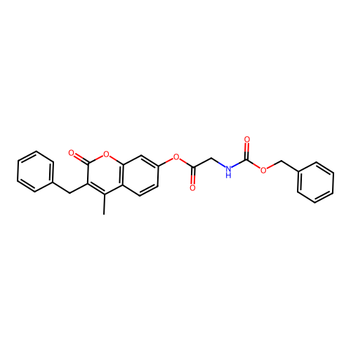3-benzyl-4-methyl-2-oxo-2H-chromen-7-yl N-[(benzyloxy)carbonyl]glycinate structure